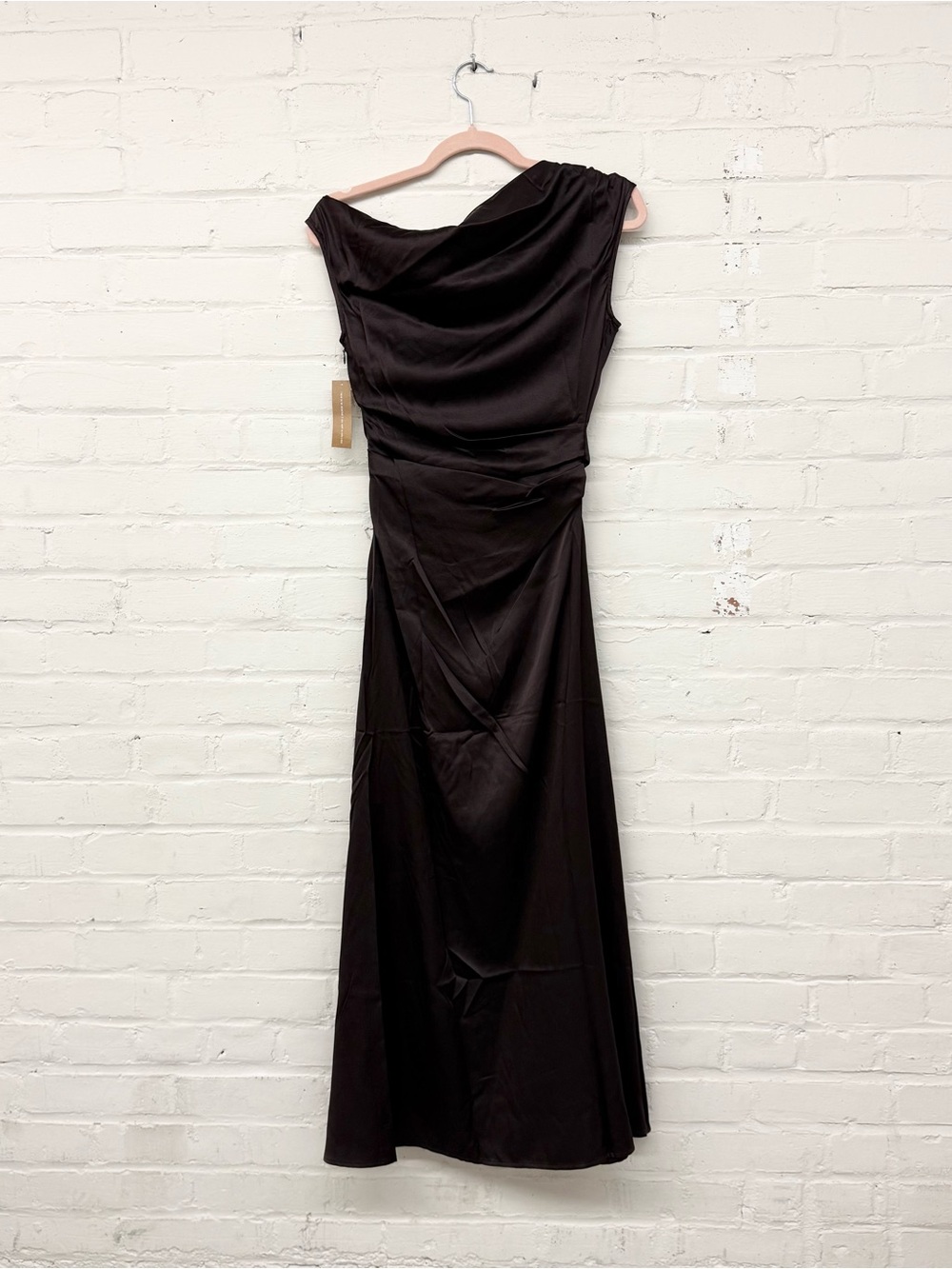 NWT O.P.T Few Moda Ciela Midi Dress Silk Brown Size 0 - Picture 11 of 12